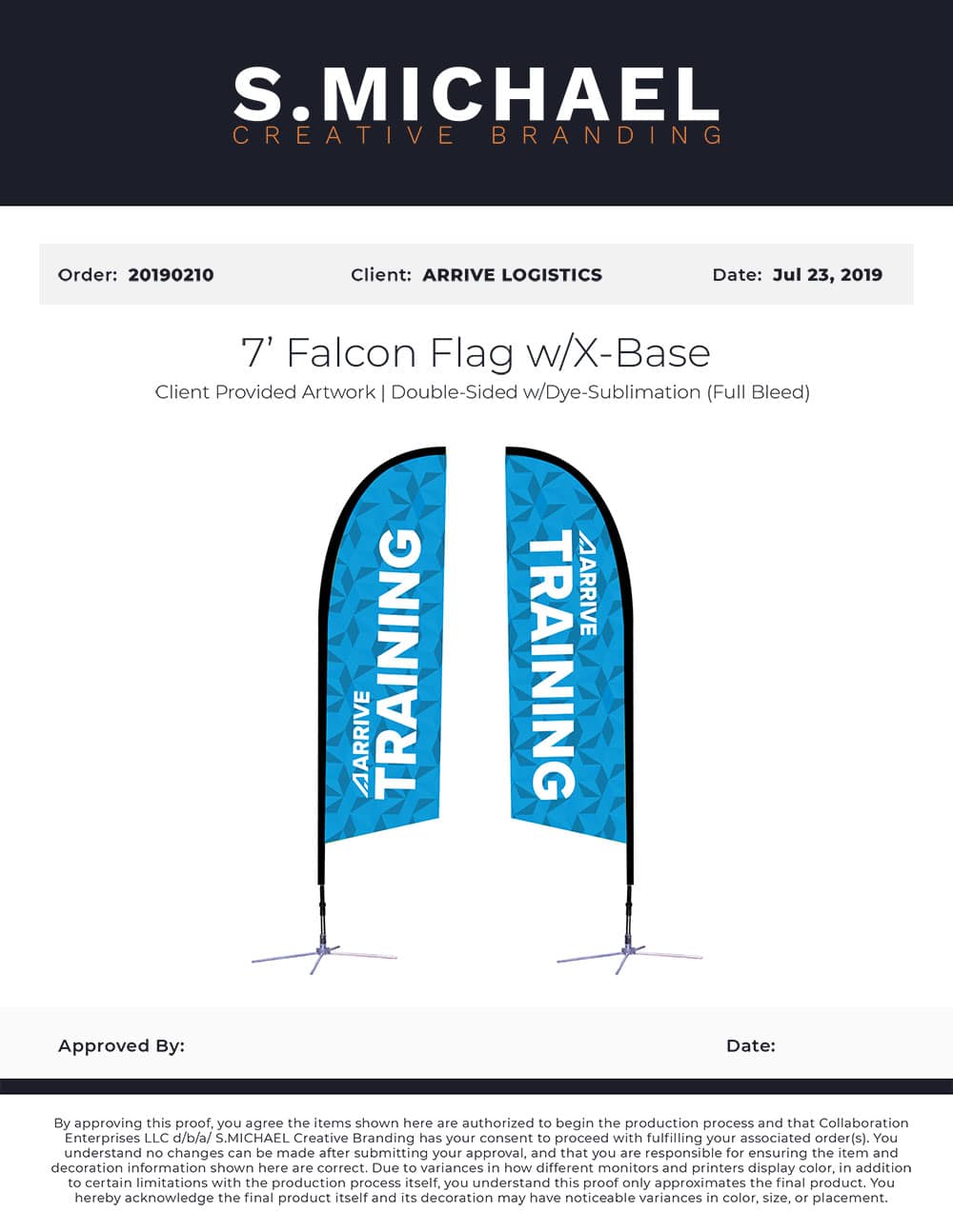 Arrive Logistics Custom Branded Flags - S.MICHAEL Creative Branding Art Mockup