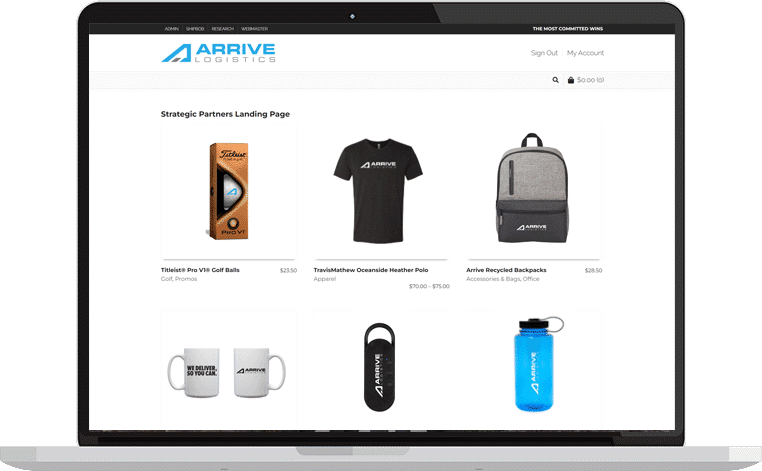 Arrive Logistics Swag Program Web Store Framed Snapshot