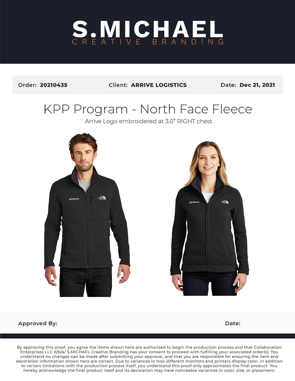 Arrive Logistics Embroidered North Face Fleece - S.MICHAEL Creative Branding Art Mockup
