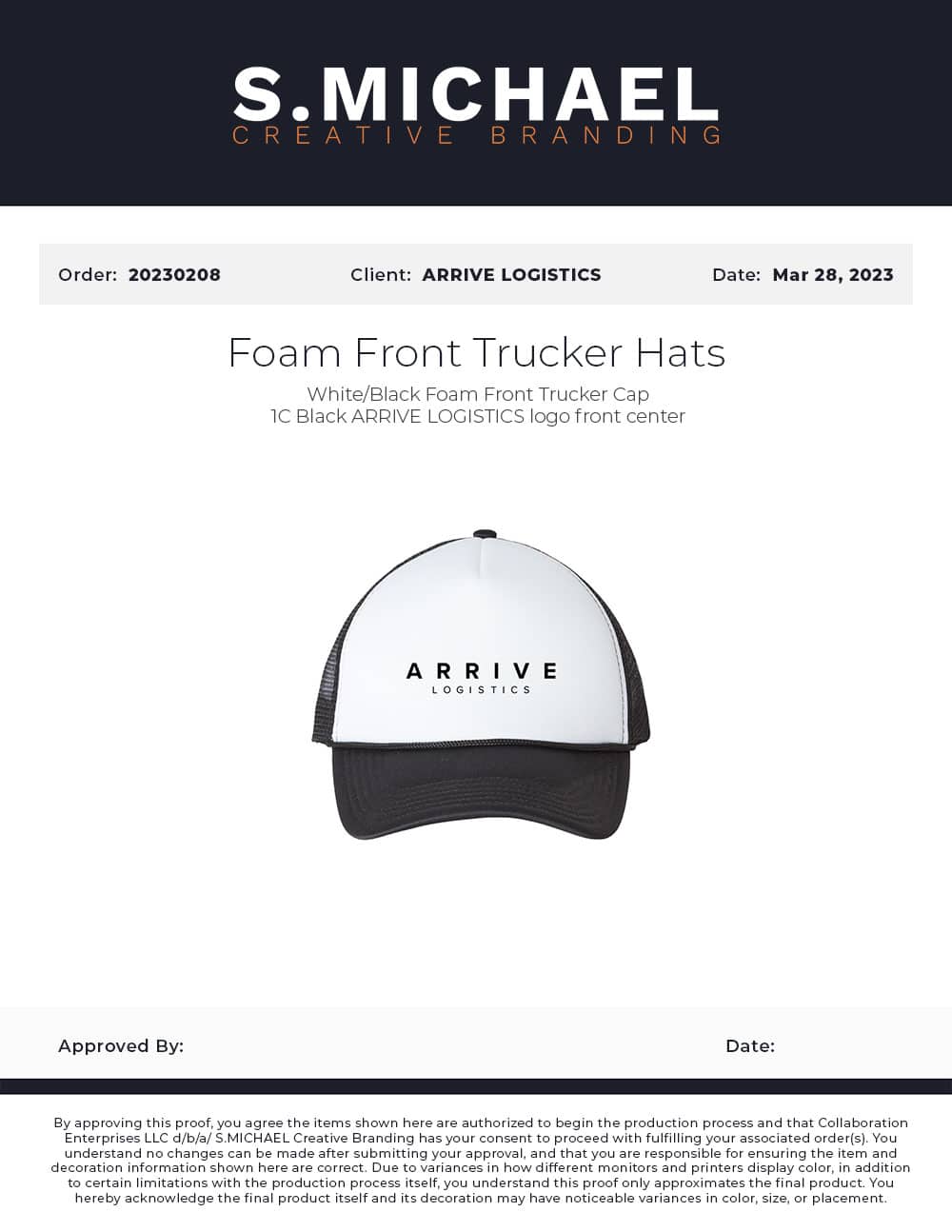 Arrive Logistics Branded Trucker Hats - S.MICHAEL Creative Branding Art Mockup