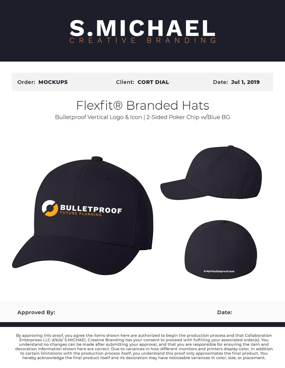 Bulletproof Future Planning Embroidered Flexfit Hats - S.MICHAEL Creative Branding Art Mockup