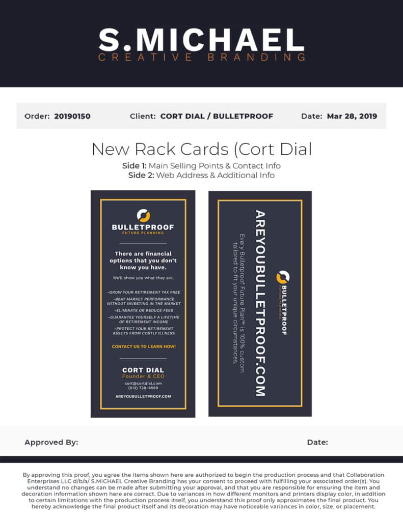 BFP Large Rack Cards - S.MICHAEL Creative Branding Art Mockup
