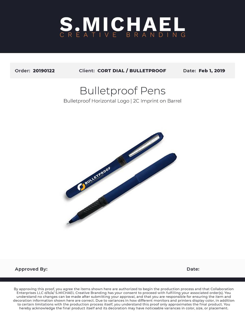 Bulletproof Future Planning Custom Logo Pens - S.MICHAEL Creative Branding Art Mockup
