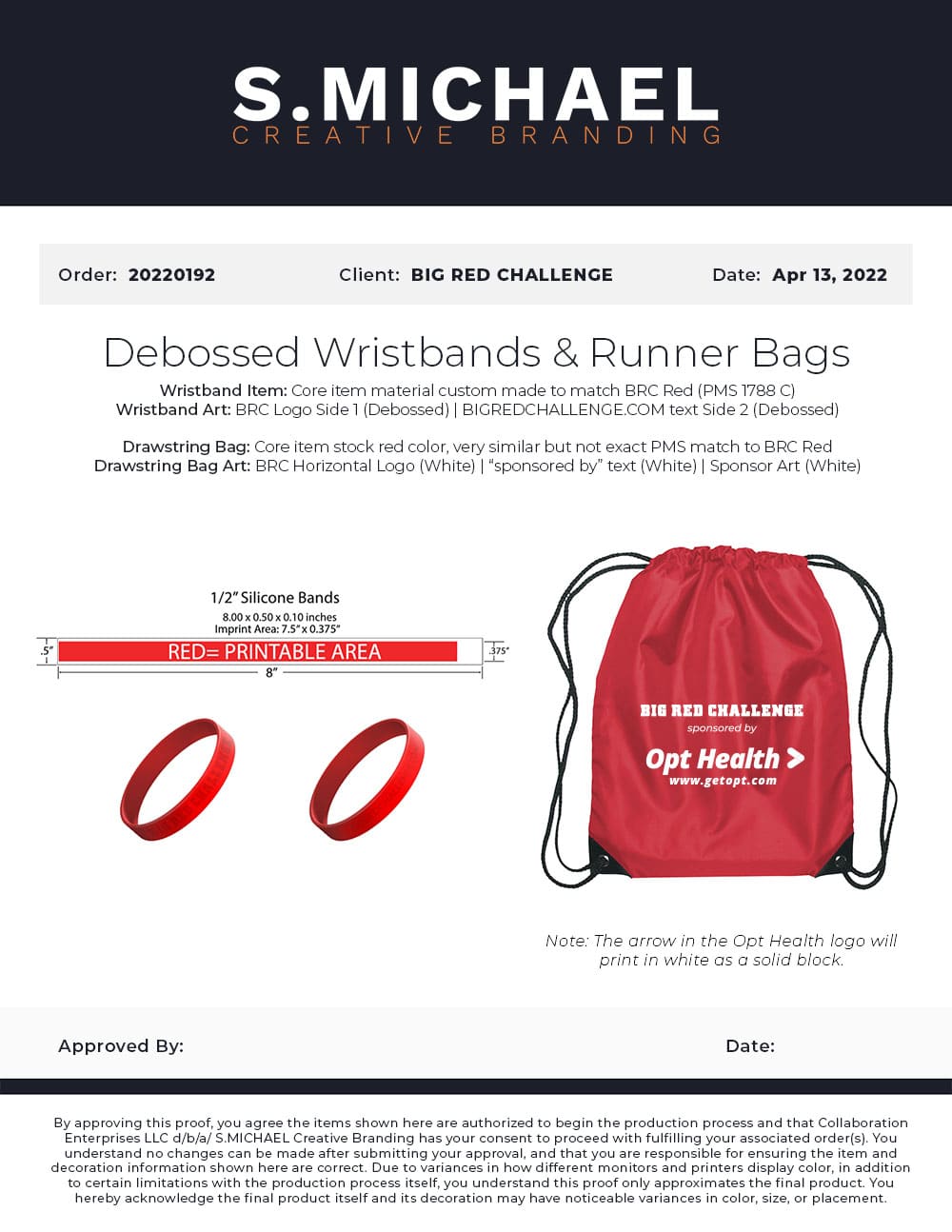 Big Red Challenge Branded Runner Bags & Wristbands - S.MICHAEL Creative Branding Art Mockup