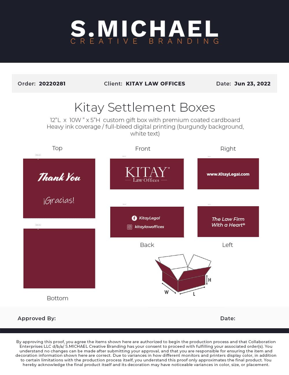 Kitay Law Offices Custom Branded Shipping Boxes - S.MICHAEL Creative Branding Art Mockup