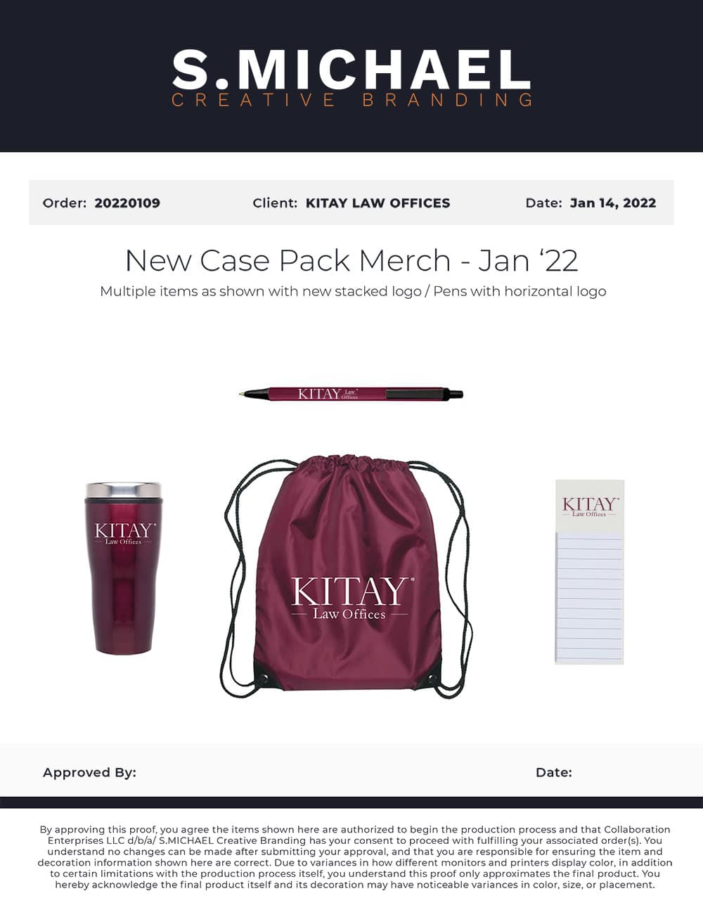Kitay Law Offices Branded Merchandise & Drinkware - S.MICHAEL Creative Branding Art Mockup
