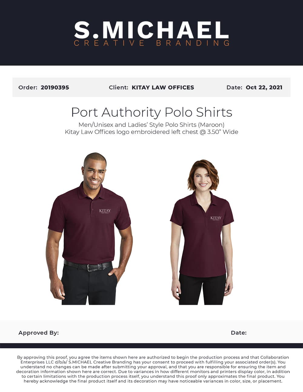 Kitay Law Offices Embroidered Polos - S.MICHAEL Creative Branding Art Mockup