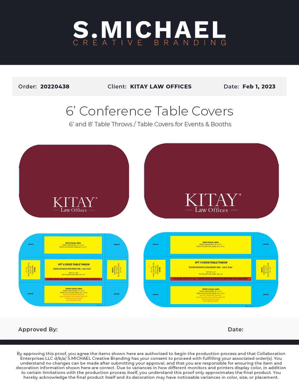 Kitay Law Offices Custom Branded Table Cover - S.MICHAEL Creative Branding Art Mockup