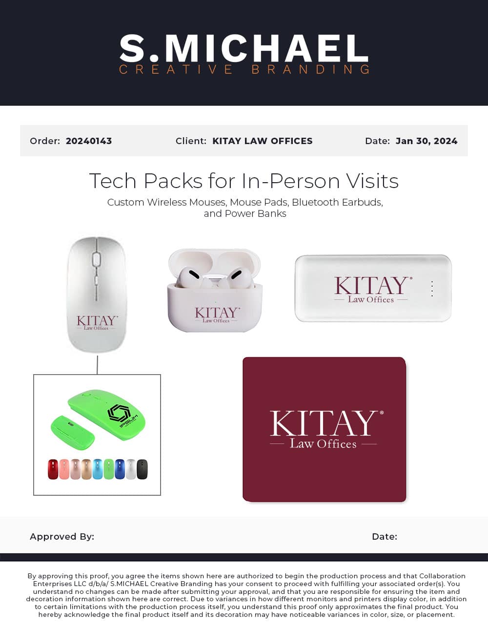 Kitay Law Offices Branded Tech Merchandise - S.MICHAEL Creative Branding Art Mockup