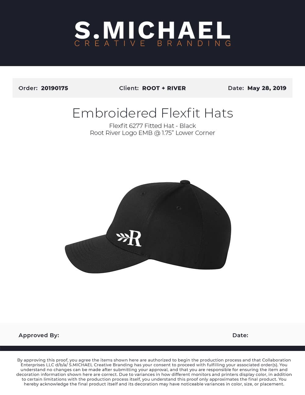 Root+River Embroidered Flexfit Hats - S.MICHAEL Creative Branding Art Mockup