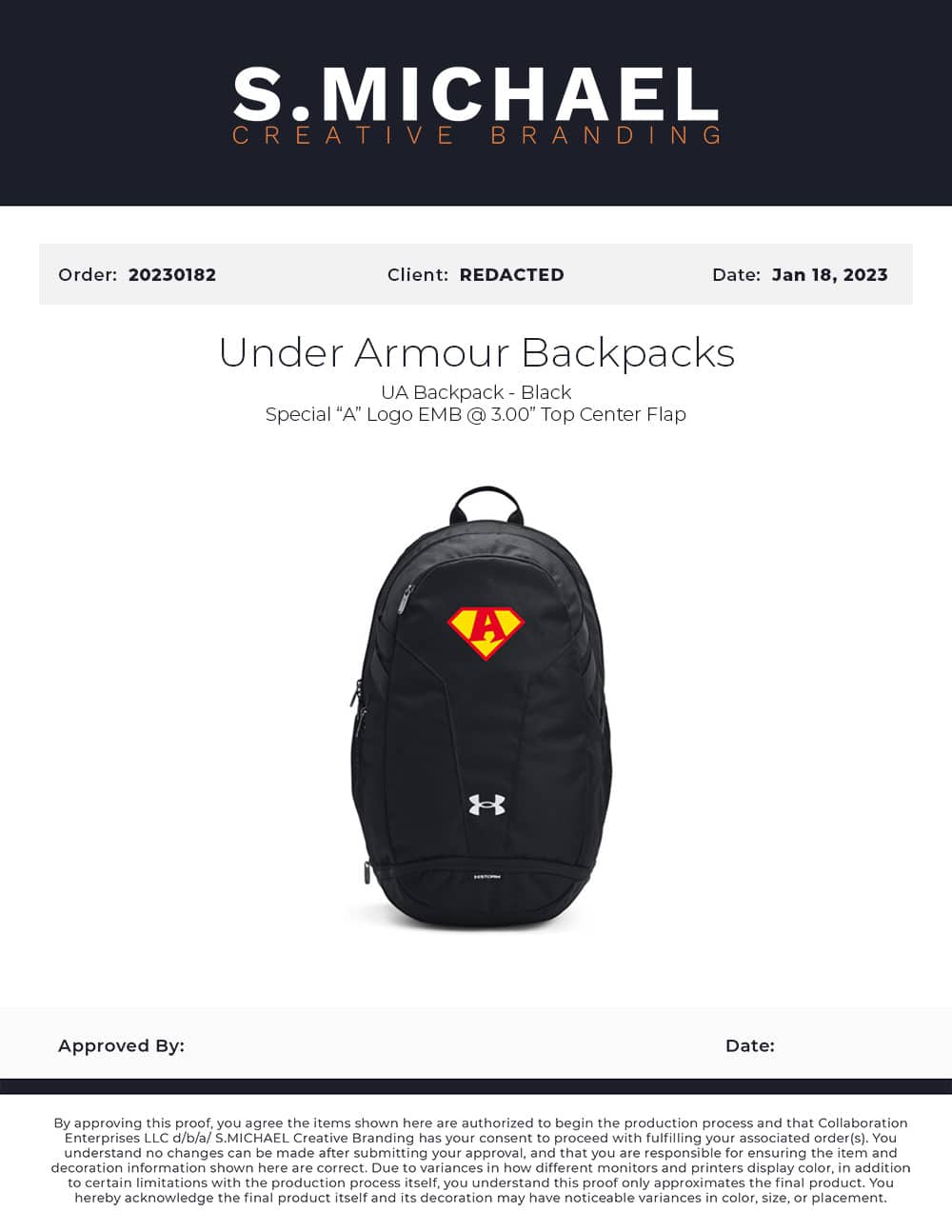 Embroidered Special A Backpacks - S.MICHAEL Creative Branding Art Mockup