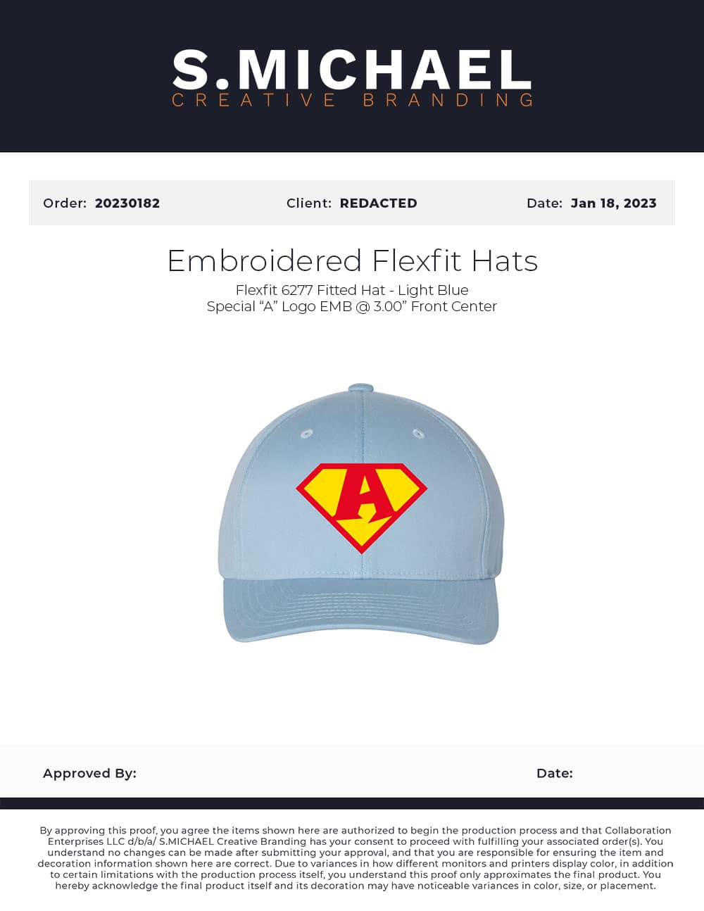 Special A Embroidered Flexfit Hats - S.MICHAEL Creative Branding Art Mockup