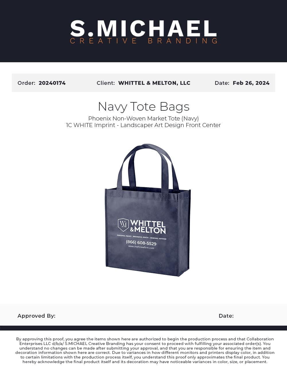 Whittel & Melton Screen Printed Tote Bags - S.MICHAEL Creative Branding Art Mockup